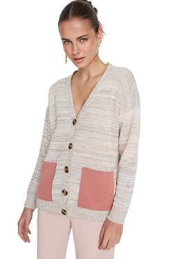 Trendyol Damen Strickjacke, Normale Passform, V-Ausschnitt, Strickwaren Pullover, Natur, M von TRENDYOL