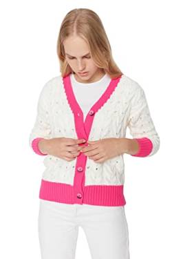 Trendyol Damen Strickjacke, Normale Passform, V-Ausschnitt, Strickwaren Pullover, Rose, M von TRENDYOL