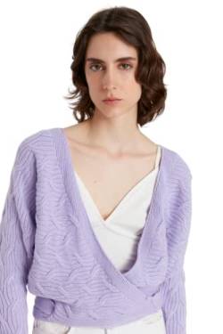 Trendyol Damen Strickjacke, Normale Passform, V-Ausschnitt, Strickwaren Pullover, violett, S von TRENDYOL