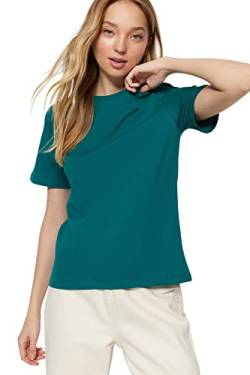 Trendyol Damen T-Shirt – Grün – Regular Hemd, smaragdgrün, Small von TRENDYOL