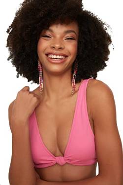 Trendyol Damen Textured Knot Detailed Bikini Top, Rosa, 42 EU von TRENDYOL