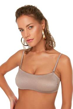 Trendyol Damen Textured Strapless Bikini Top, Mink, 36 EU von TRENDYOL
