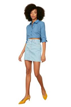 Trendyol Damen Trendyol Basic mini-denim-rok Skirt, Blau, 36 EU von TRENDYOL