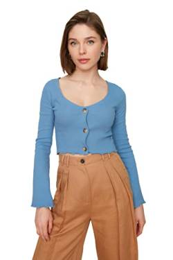 Trendyol Damen Trendyol Biged Wiring Blouse, Blau, XS EU von TRENDYOL