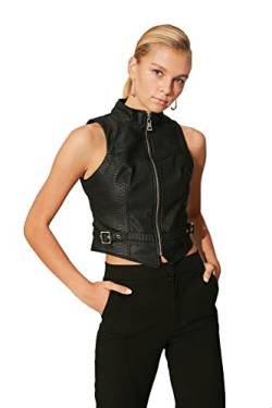 Trendyol Damen Trendyol Black zippered vest Black , Schwarz, 34 EU von TRENDYOL