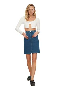 Trendyol Damen Trendyol Er Grundlegender Mini-denim-rock Skirt, Blau, 34 EU von TRENDYOL