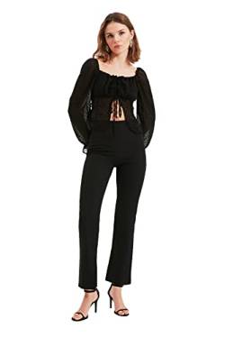 Trendyol Damen Trendyol Offener Petite-hohe Bestimmte Pants, Schwarz, 38 EU von TRENDYOL