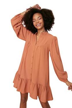 Trendyol Damen Wide Cut Shirt Dress, Camel, 42 EU von TRENDYOL