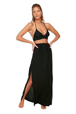 Trendyol Damen Woman Beachwear Maxi Wrapover Regular fit Woven Skirt Baby Rock, Black, 60 von TRENDYOL