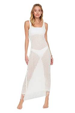 Trendyol Damen Woman Beachwear Midi Basic Regular fit Knitwear Dress Kleid, Ecru, L von TRENDYOL