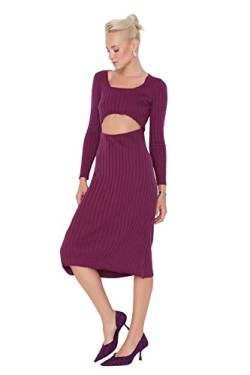 Trendyol Damen Woman Fitted Bodycon Square Collar Knitwear Dress Kleid, Purple, l von TRENDYOL