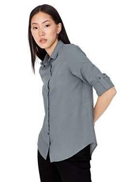Trendyol Damen Woman Regular Standard Collar Woven Shirt Hemd, Gray, 36 von TRENDYOL