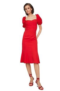 Trendyol Damen Women Bodycon Fitted Woven Dress Party Midi Basic Tailliertes Webkleid, Fuchsia, 38 von TRENDYOL