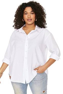 Trendyol Damen Women Collar Woven Shirt Regular Fit Basic Hemdkragen Gewebtes Plus Size Hemd, White, 48 Mehr von TRENDYOL