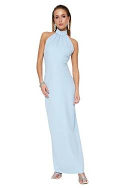 Trendyol Damen Women Evening Dress Shift Fitted Knit Abendkleid, Light Blue, 36 von TRENDYOL