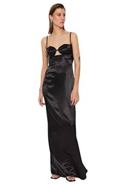 Trendyol Damen Women Fitted Woven Evening Dress Frauen Shift tailliertes gewebtes Abendkleid, Black, s von TRENDYOL