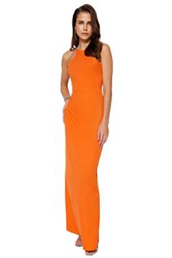 Trendyol Damen Women Fitted Woven Evening Dress Frauen Shift tailliertes gewebtes Abendkleid, Orange, s von TRENDYOL