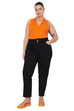 Trendyol Damen Women High Waist Straight Leg Plus Size Jeans Hose, Black, 72 Größen von TRENDYOL