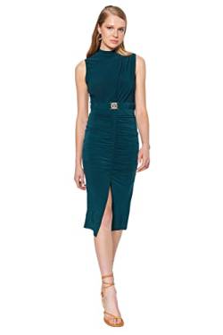 Trendyol Damen Women Knit Dress Midi Bodycon Slim Fit Strickkleid, Emerald, Medium von TRENDYOL