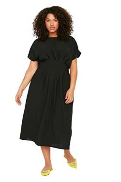 Trendyol Damen Women Maxi Basic Relaxed fit Woven Plus Size Dress Kleid, Schwarz, 48 von TRENDYOL
