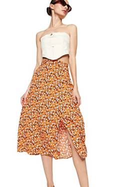Trendyol Damen Women Midi A-line Woven Skirt Baby Rock, Orange, 38 von TRENDYOL