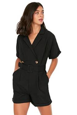Trendyol Damen Women Regular Fit Cache-Coeur Woven Jumpsuit Overall, Black, von TRENDYOL