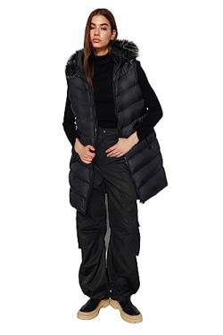 Trendyol Damen Women Regular Fit Puffer Hooded Woven Vest Anzug Weste, Black, XS von TRENDYOL
