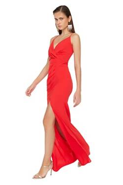 Trendyol Damen Women Regular fit Woven Evening Dress Maxi Shift Normal geschnittenes, gewebtes Abendkleid, Red, 62 von TRENDYOL