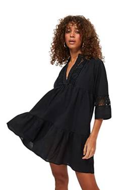 Trendyol Damen Women Woven Dress Beachwear Mini Skater Regular Fit Webkleid, Black, 38 von TRENDYOL