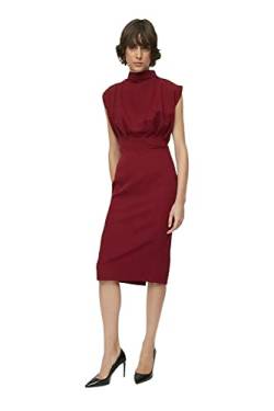 Trendyol Damen Women Woven Dress Midi Basic Slim Fit Webkleid, Burgundy, 40 von TRENDYOL