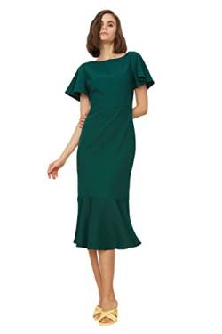 Trendyol Damen Women Wrapover Regular Fit Woven Dress Basics Midi Wickelkleid mit normaler Passform, Green, 42 von TRENDYOL
