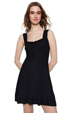 Trendyol Damen Women line Knit Dress Mini A-Linie Regular Fit Strickkleid, Black, Medium von TRENDYOL