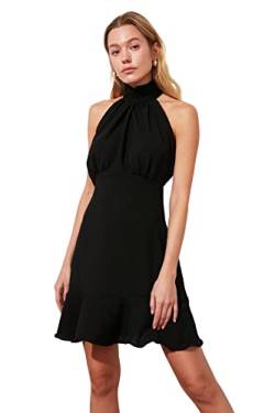 Trendyol Damen Women line Regular fit Woven Dress Mini-A-Linien-Webkleid mit normaler Passform, Schwarz, 42 von TRENDYOL