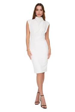 Trendyol Damen Woven Dress Midi Basic Slim Fit Gewebtes Kleid, Ecru, 34 von TRENDYOL