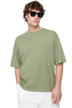 Trendyol Herren Basic Oversize Standard Crew Neck Woven T-Shirt Hemd, Khaki, X-Large von TRENDYOL