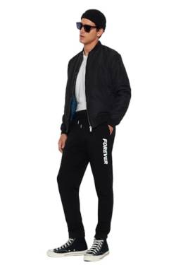 Trendyol Herren Herrenbekleidung Normale Taille Regular Sweatpants Hose, Schwarz, 27-32 von TRENDYOL