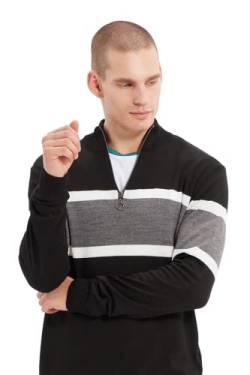 Trendyol Herren High Neck Colorblock Slim Sweater Sweatshirt, Schwarz, L von TRENDYOL