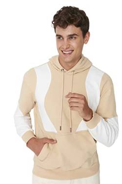 Trendyol Herren Hoodie, Colorblock, regulär Sweatshirt, beige, XL von TRENDYOL