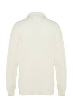 Trendyol Herren Man Basics Oversize Basic Polo Neck Knitwear Sweater Pullover, Ecru, Medium von TRENDYOL