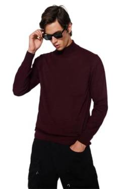 Trendyol Herren Man Slim fit Basic High Neck Knitwear Sweater Pullover, Burgundy, Large von TRENDYOL