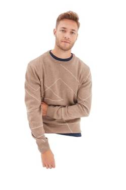 Trendyol Herren Pullover mit Rundhalsausschnitt und geometrischem Muster Sweatshirt, Nerzfarben, X-Large von TRENDYOL