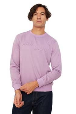 Trendyol Herren Rundhalsausschnitt und Slogan Regular Sweatshirt, violett, S von TRENDYOL