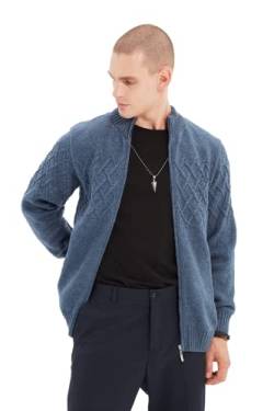 Trendyol Herren Slim Standard High Neck Strickwaren Strickjacke Pullover, Indigo, Medium von TRENDYOL