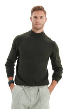 Trendyol Herren Slim fit Basic High Neck Knitwear Sweater Pullover, Khaki, Small von TRENDYOL