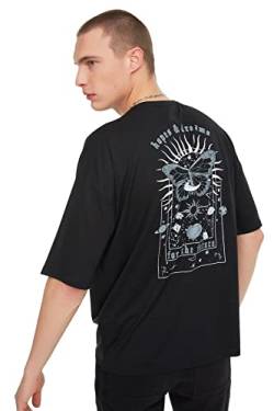 Trendyol Herren Young Oversize Standard Rundhals Knit T-Shirt Hemd, Schwarz, S von TRENDYOL