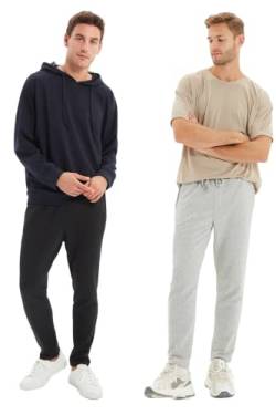 Trendyol Men's Basic Normal Waist Regular Sweatpants, Gray, L von TRENDYOL