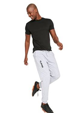 Trendyol Men's Herren Mittlerer Bund Regular Jogginghose Sweatpants, Gray, S von TRENDYOL