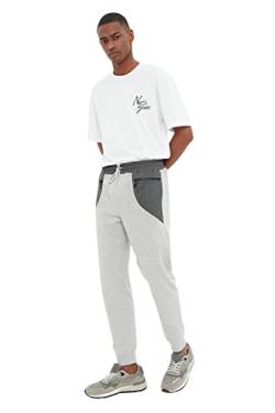 Trendyol Men's Herren Mittlerer Bund Slim Jogginghose Sweatpants, Gray, XL von TRENDYOL