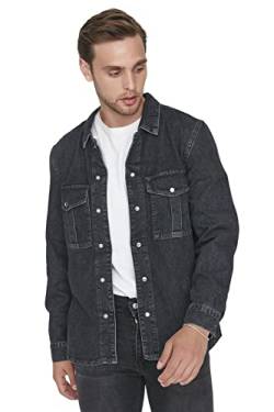 Trendyol Men's Herren Regular Basic Plain Denim Jacke Coat, Anthracite, M von TRENDYOL