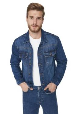 Trendyol Men's Herren Regular Basic Plain Denim Jacke Coat, Navy Blue, XL von TRENDYOL